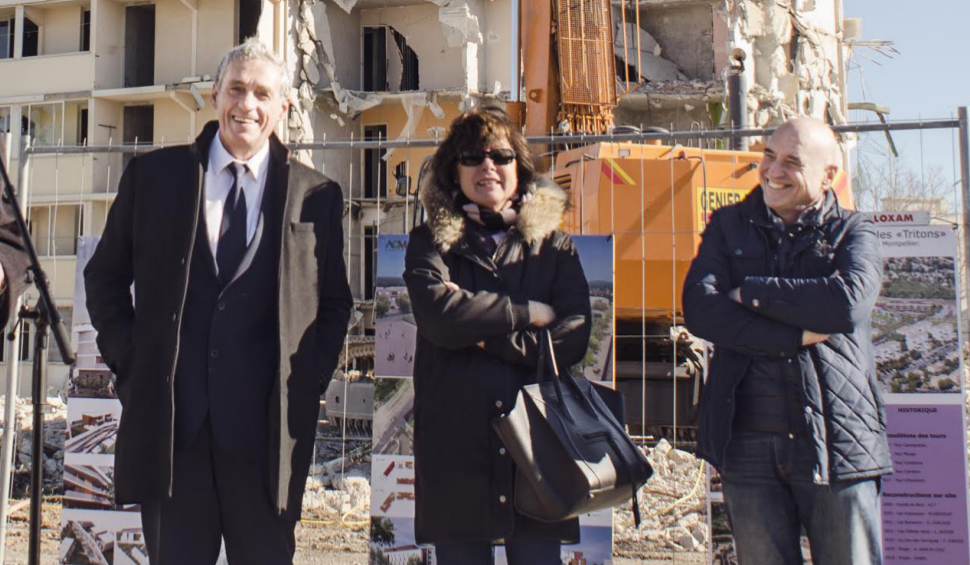 De gauche à droite : Philippe Saurel, maire de Montpellier et président d’ACM ; Claudine Frêche, veuve de l’ancien maire Georges Frêche et directrice d’ACM ; Robert Cotte, vice-président d’ACM. (Crédit photo : Richard Lacroix)